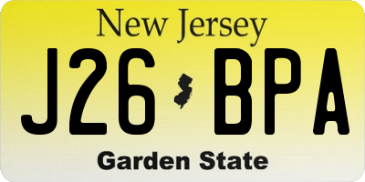 NJ license plate J26BPA