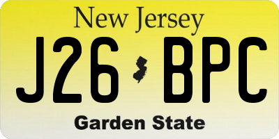 NJ license plate J26BPC