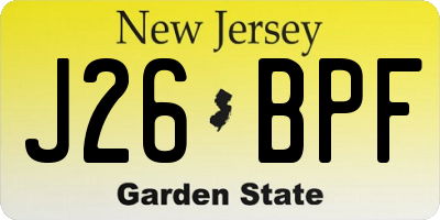NJ license plate J26BPF