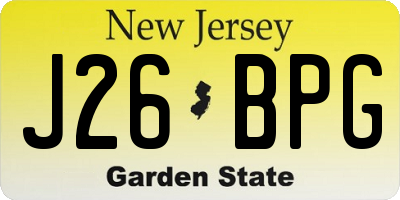 NJ license plate J26BPG