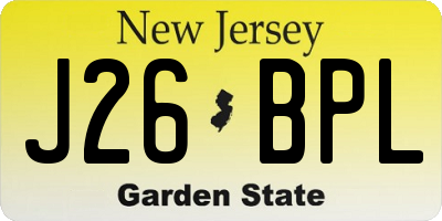 NJ license plate J26BPL