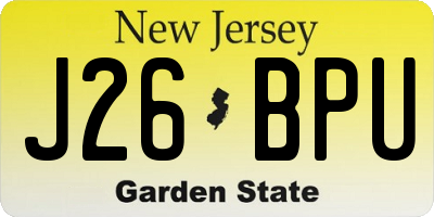 NJ license plate J26BPU