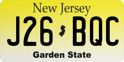 NJ license plate J26BQC