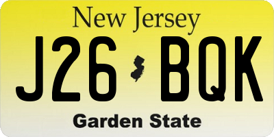 NJ license plate J26BQK