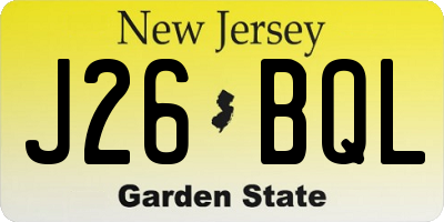 NJ license plate J26BQL