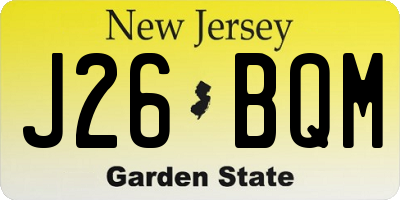 NJ license plate J26BQM