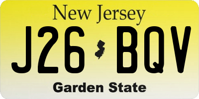 NJ license plate J26BQV