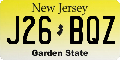 NJ license plate J26BQZ