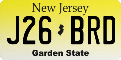 NJ license plate J26BRD