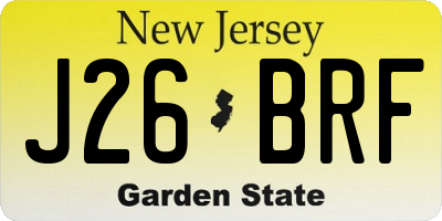 NJ license plate J26BRF