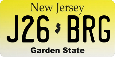 NJ license plate J26BRG