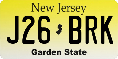NJ license plate J26BRK