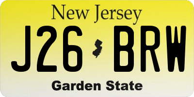 NJ license plate J26BRW