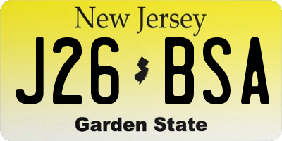 NJ license plate J26BSA