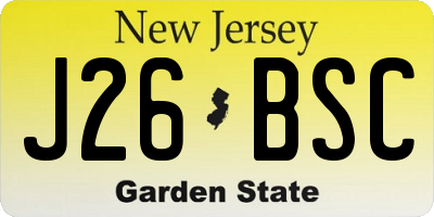 NJ license plate J26BSC