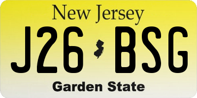 NJ license plate J26BSG