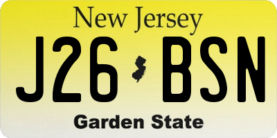 NJ license plate J26BSN