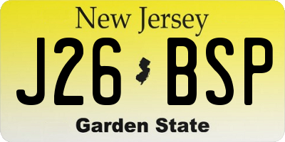 NJ license plate J26BSP