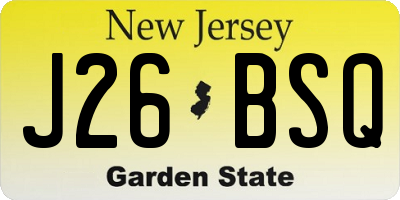 NJ license plate J26BSQ