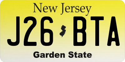 NJ license plate J26BTA