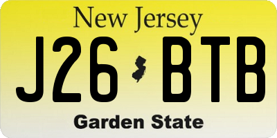 NJ license plate J26BTB