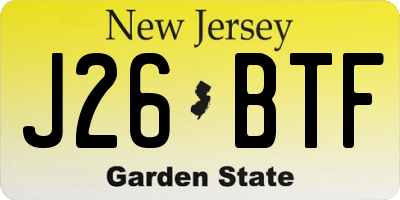 NJ license plate J26BTF