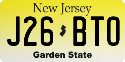 NJ license plate J26BTO