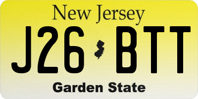 NJ license plate J26BTT