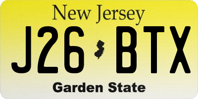NJ license plate J26BTX