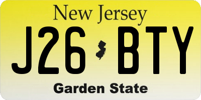 NJ license plate J26BTY