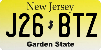 NJ license plate J26BTZ