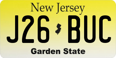 NJ license plate J26BUC