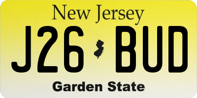 NJ license plate J26BUD