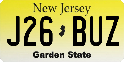 NJ license plate J26BUZ