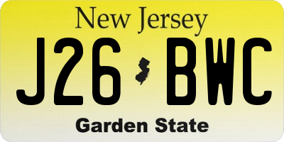 NJ license plate J26BWC