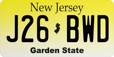NJ license plate J26BWD