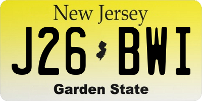 NJ license plate J26BWI