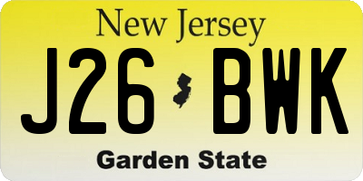 NJ license plate J26BWK