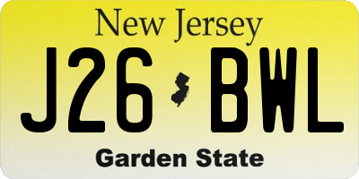NJ license plate J26BWL