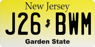 NJ license plate J26BWM