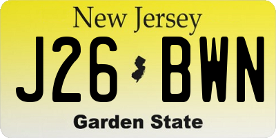 NJ license plate J26BWN