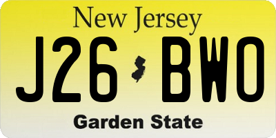 NJ license plate J26BWO