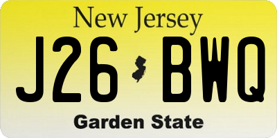 NJ license plate J26BWQ