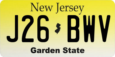 NJ license plate J26BWV