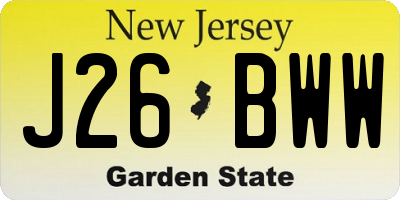 NJ license plate J26BWW