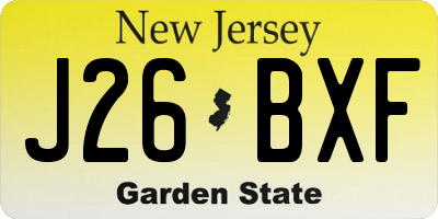 NJ license plate J26BXF