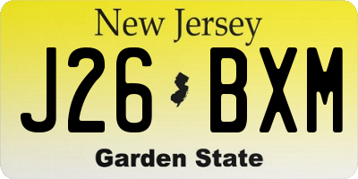 NJ license plate J26BXM