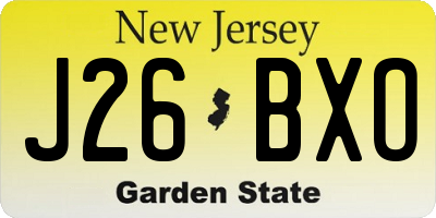 NJ license plate J26BXO