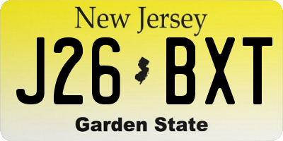 NJ license plate J26BXT