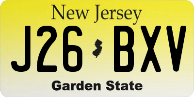 NJ license plate J26BXV